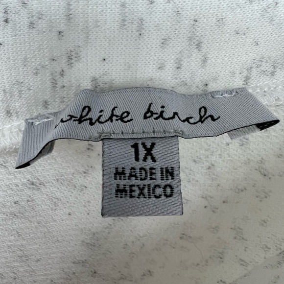 White Birch Kangaroo Pocket Sweatshirt Top Women's 1X White Speckled Relaxed Fit - Picture 7 of 8